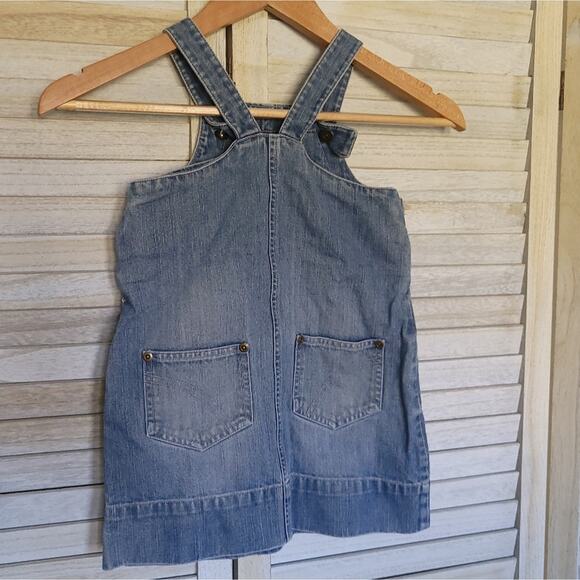 Girls Denim Dress Polka Tots Size 4T Jean 4 Toddler Overall Skirt Cotton - Picture 3 of 4